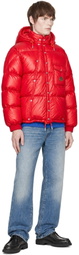 Moncler Red Karakorum Hooded Short Down Jacket