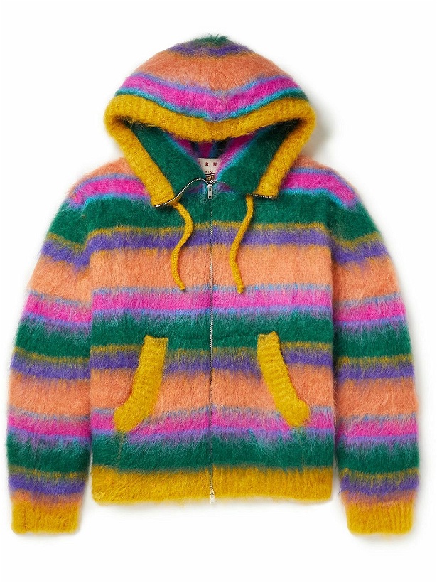 Photo: Marni - Oversized Padded Striped Mohair-Blend Zip-Up Hoodie - Multi