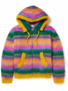 Marni - Oversized Padded Striped Mohair-Blend Zip-Up Hoodie - Multi