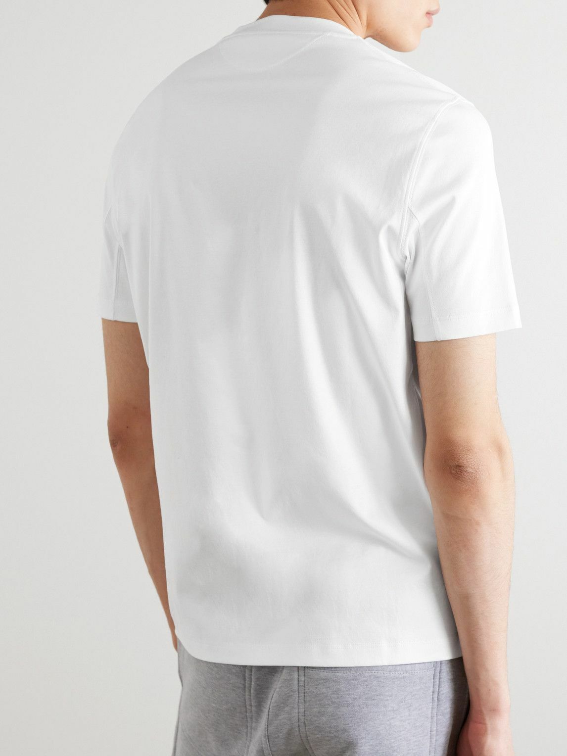 Brunello Cucinelli White Cotton Sleeveles T-Shirt