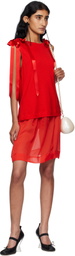 Simone Rocha Red Bow Ribbon Tail Tank Top