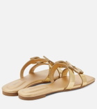 Simkhai Logo metallic leather slides