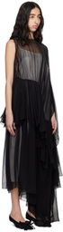 ALAINPAUL Black & White Extended Ruffle Maxi Dress