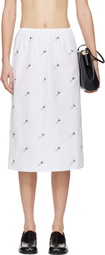 Rier White Pop Flowers Midi Skirt