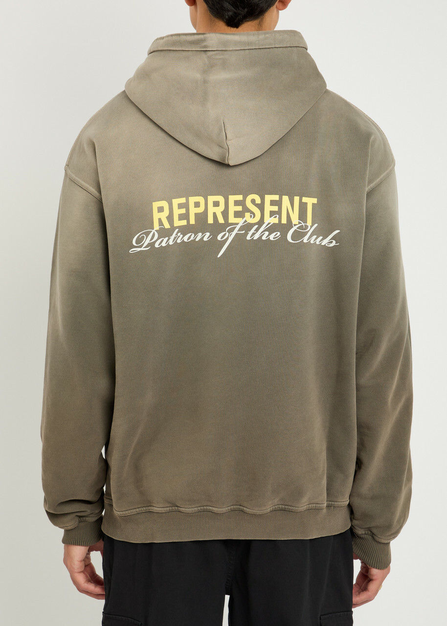 Represent Patron Of The Club Hooded Cotton Sweatshirt Olive Represent