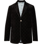 Gucci - Black Grosgrain-Trimmed Embroidered Velvet Blazer - Men - Black