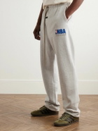 FEAR OF GOD ESSENTIALS - NBA Straight-Leg Appliquéd Cotton-Blend Jersey Sweatpants - Gray