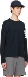 Thom Browne Navy 4-Bar Stripe Long Sleeve T-Shirt