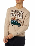 MC2 Saint Barth Man Crewneck Sweater With Latin Rover Jacquard Print