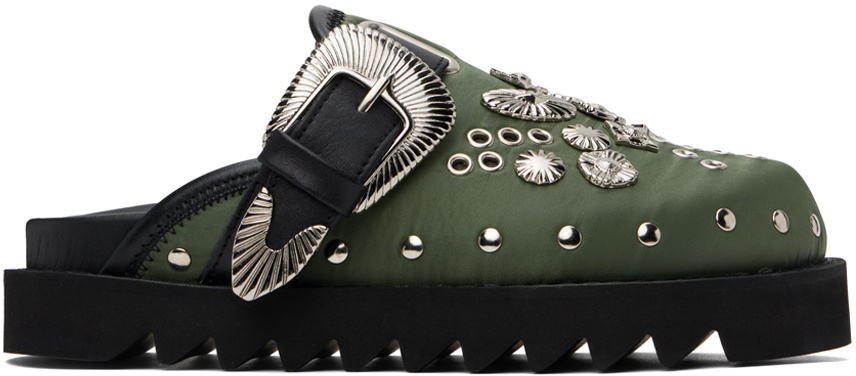 Toga Pulla SSENSE Exclusive Green & Black Eyelet Metal Sabot