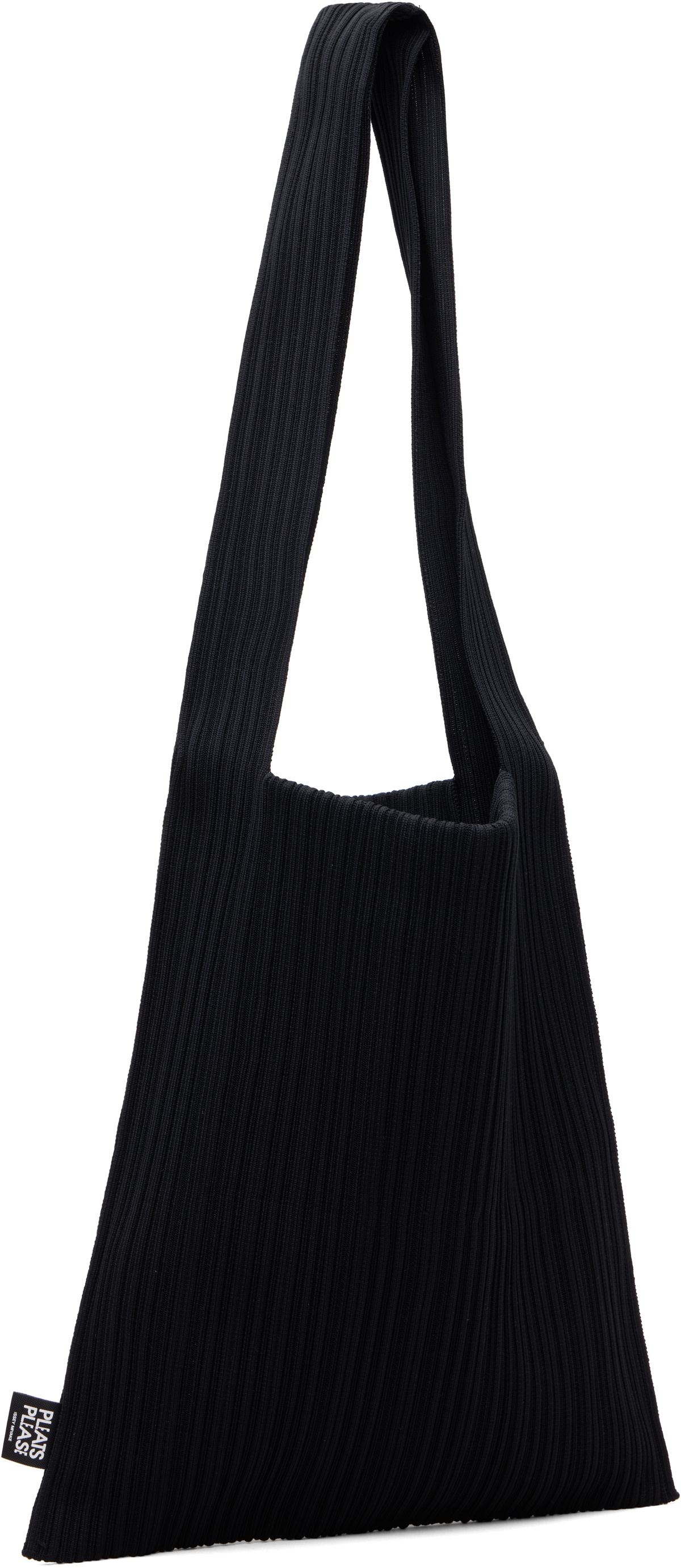 PLEATS PLEASE ISSEY MIYAKE Black Crepe Knit Tote