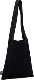 PLEATS PLEASE ISSEY MIYAKE Black Crepe Knit Tote