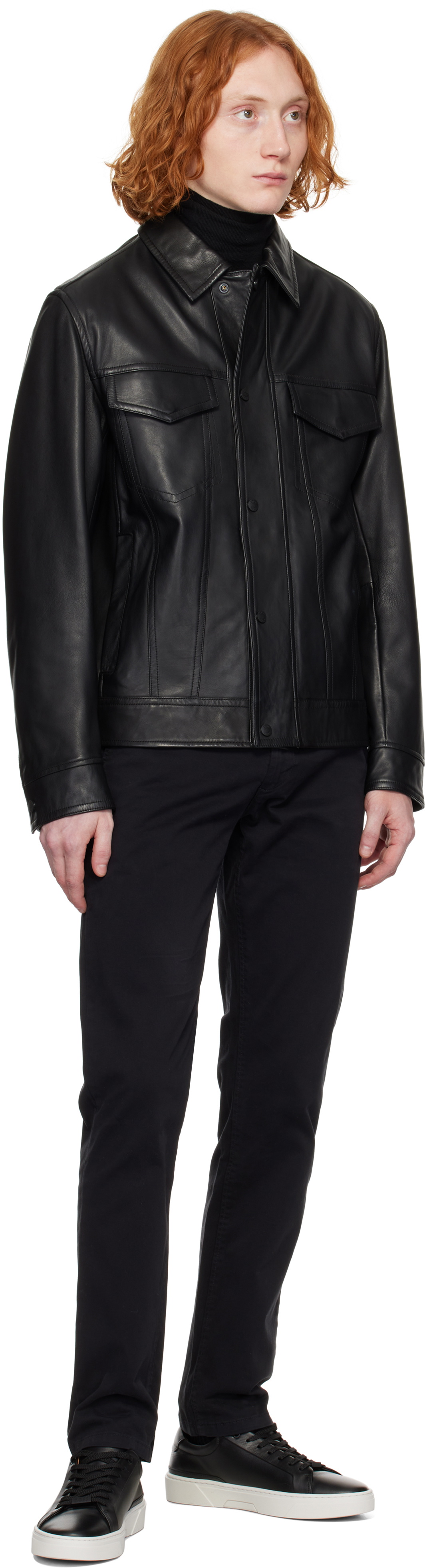 BOSS Black Sheepskin Leather Jacket