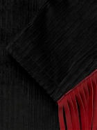Nicholas Daley - Clinton Fringed Leather-Trimmed Cotton-Corduroy Coat - Black
