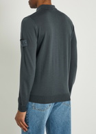 Stone Island Logo Wool Polo Shirt Blue