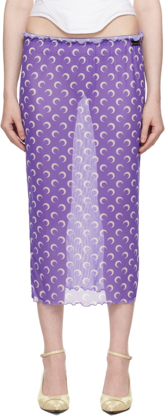 Photo: Marine Serre Purple Recycled Moon Mesh Midi Skirt