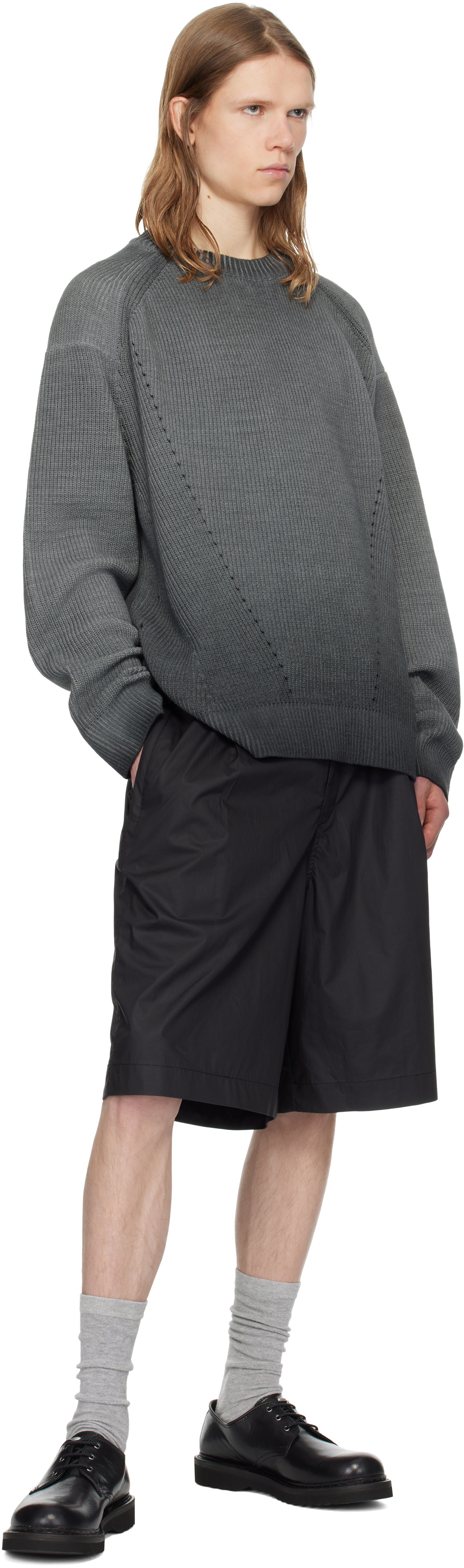 Juun.J Gray Cotton Dyed Sweater