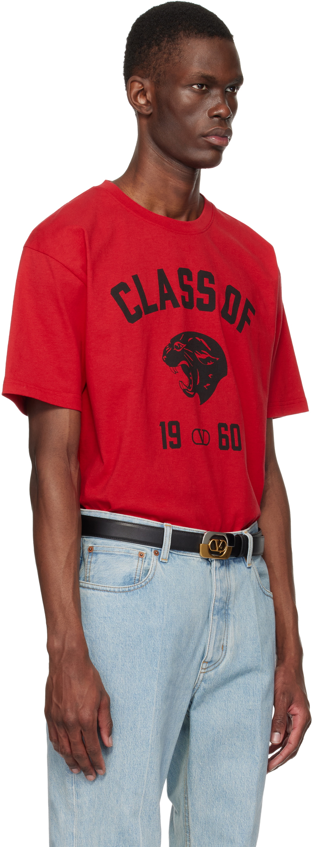 Valentino Black Cotton Panther 'Class of 1960' Print T-shirt