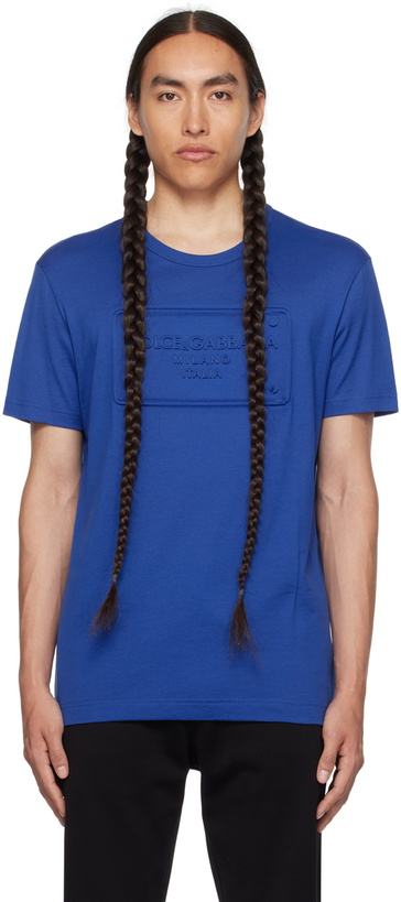 Photo: Dolce & Gabbana Blue Embossed T-Shirt