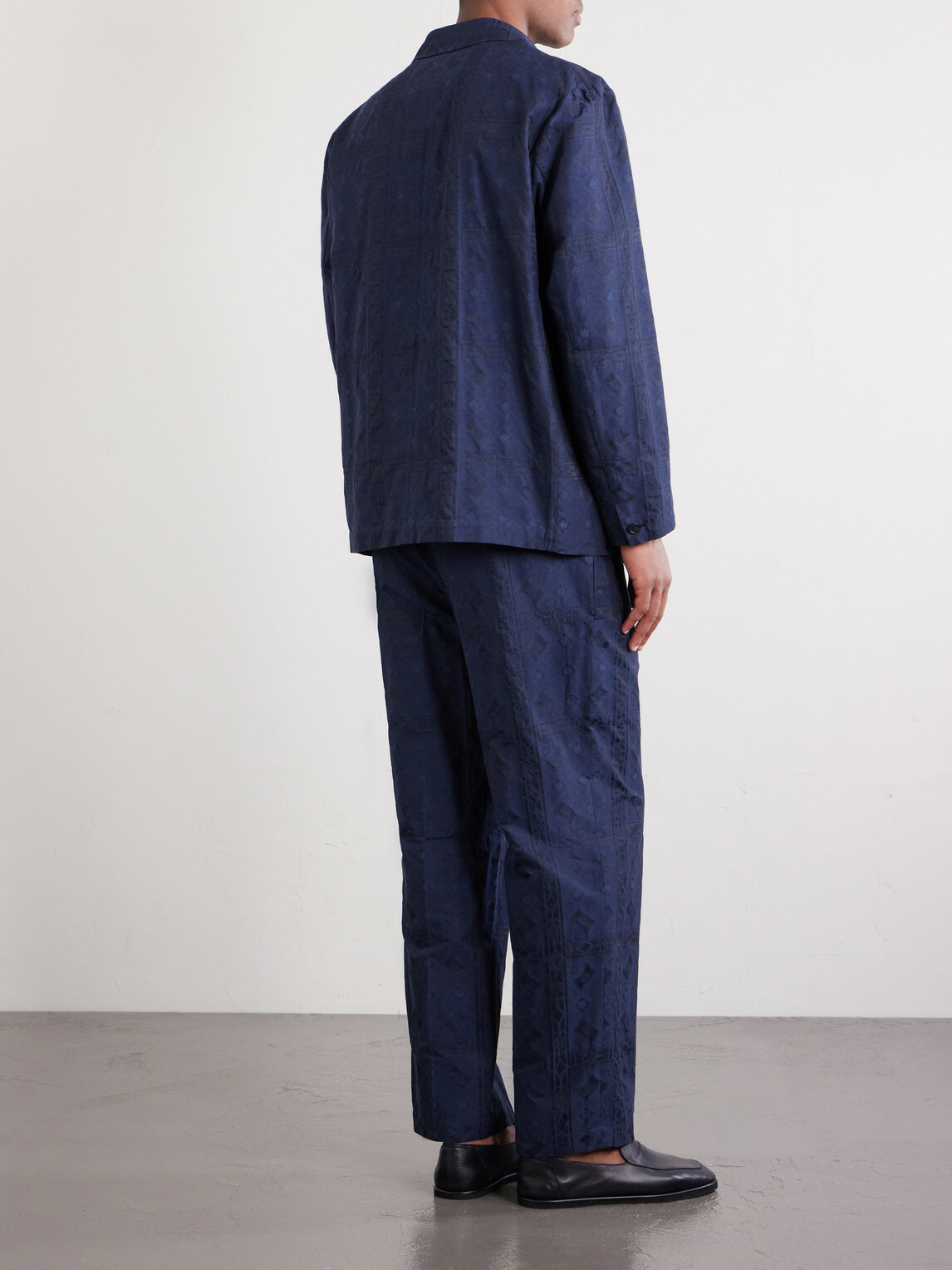 Blue Blue Japan - Double-Breasted Cotton-Blend Jacquard Suit Jacket - Blue