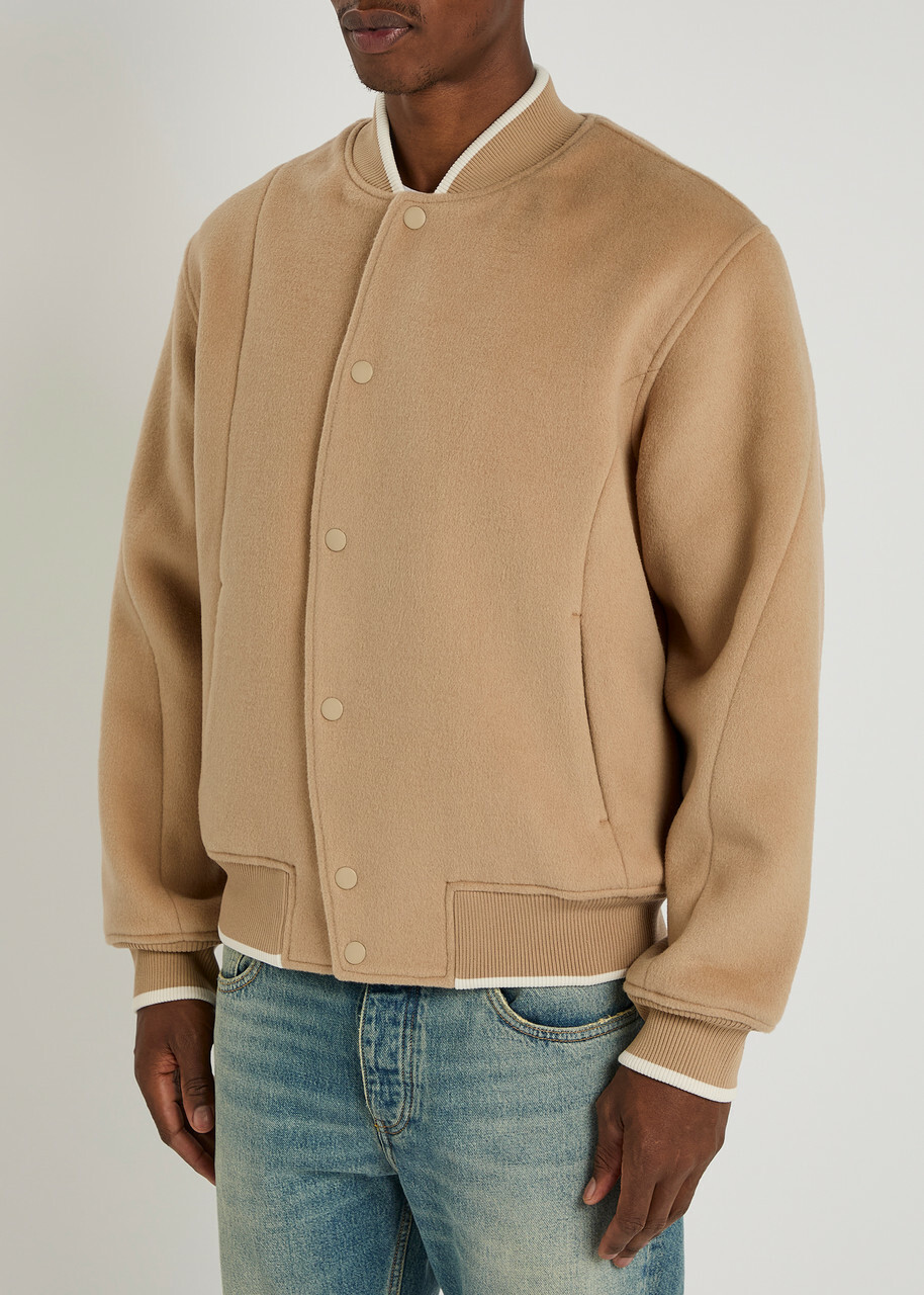 Axel Arigato Logo-appliquéd Wool-blend Varsity Jacket Beige