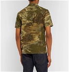 RRL - Slim-Fit Camp-Collar Printed Linen-Blend Shirt - Green