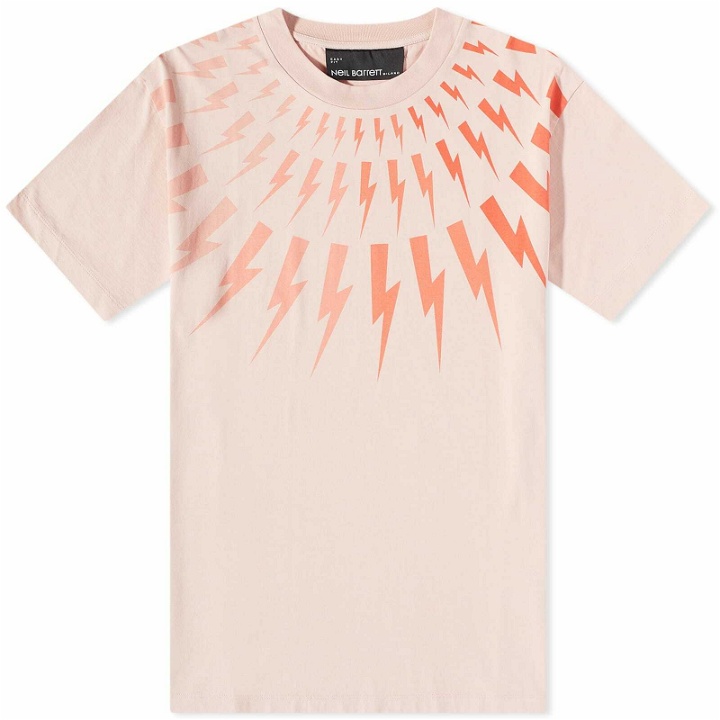 Photo: Neil Barrett Men's Ombre Bolts T-Shirt in Medium Pink/Sun