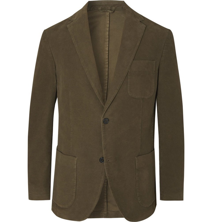 Photo: Altea - Dark-Green Slim-Fit Cotton-Blend Moleskin Suit Jacket - Dark green