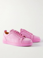 Christian Louboutin - Louis Junior Orlato Grosgrain-Trimmed Suede Sneakers - Pink