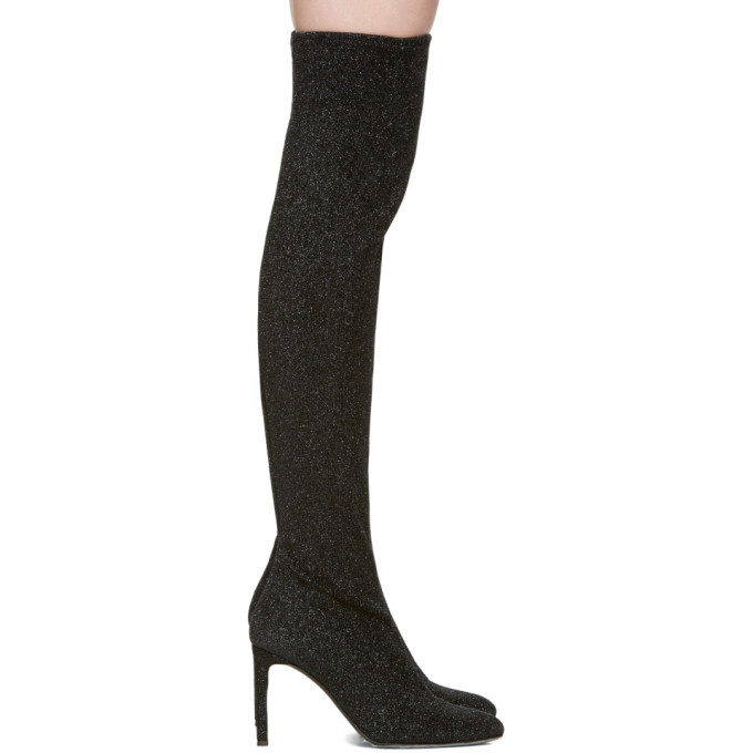 Giuseppe Zanotti Black Stretch Lurex Over-the-Knee Boots