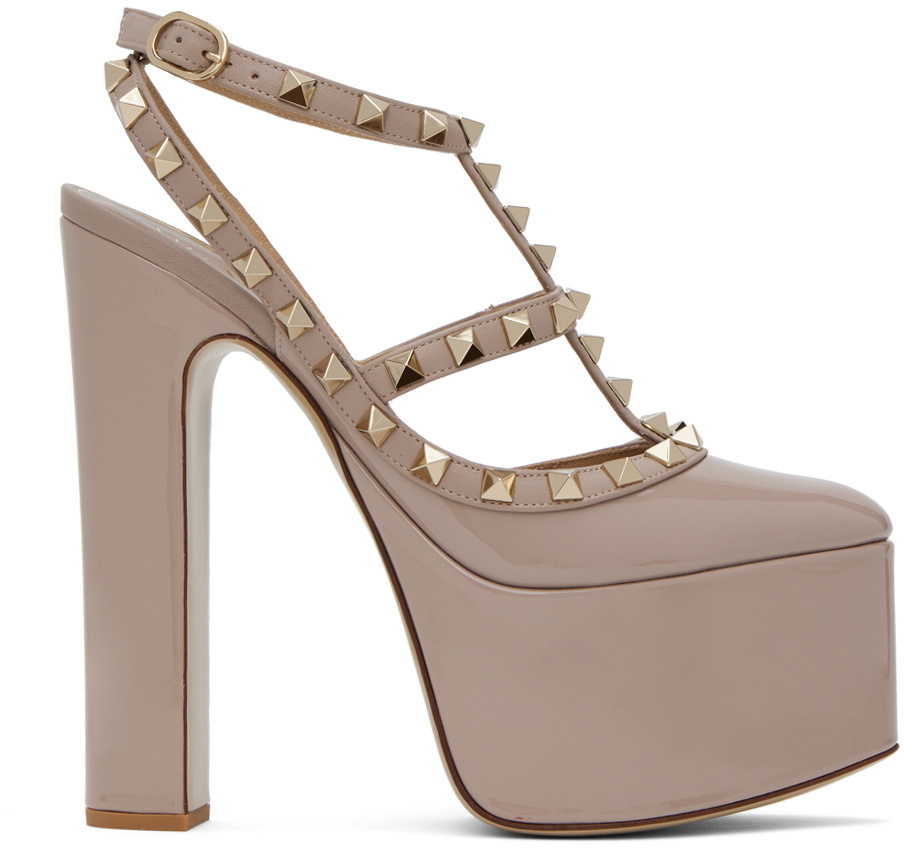 Valentino Garavani Taupe Rockstud 155 Heels Valentino Garavani