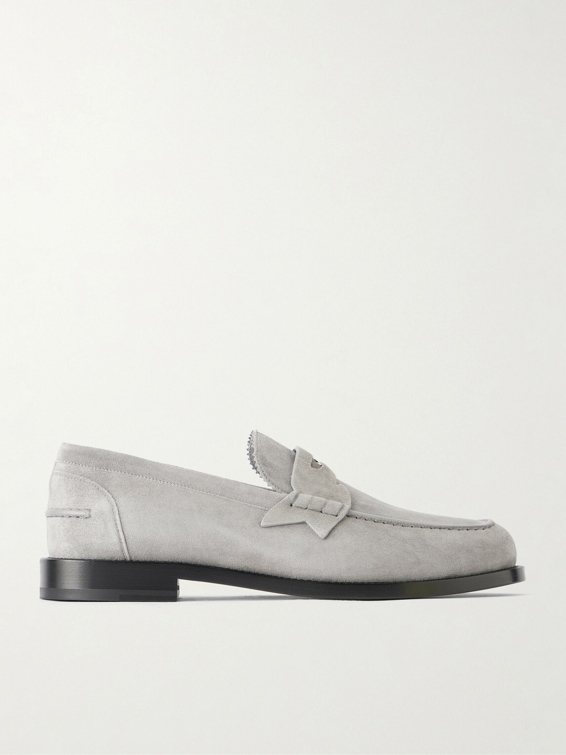 Christian Louboutin - The Plato NeoCL-Detailed Suede Penny Loafers - Gray