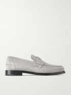 Christian Louboutin - The Plato NeoCL-Detailed Suede Penny Loafers - Gray