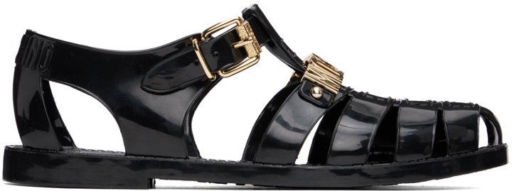 Photo: Moschino Black Jelly Lettering Sandals