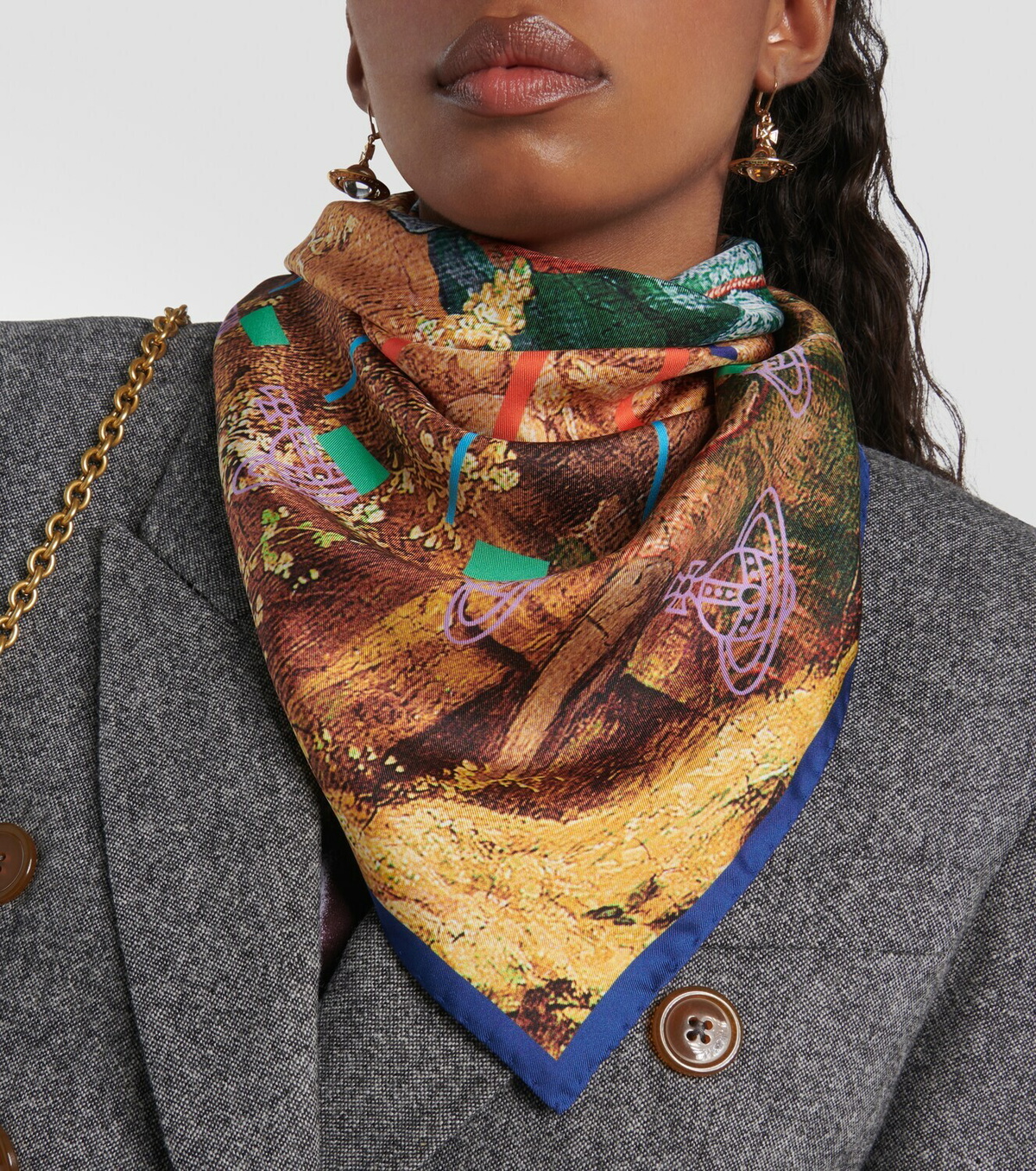 【送料&関税込】Vivienne Westwood Yellow Silk Scarves - Unis Vivienne Westwood Embroidered Logo Yellow Scarf – Coe & Co