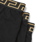 Versace - Three-Pack Logo-Detailed Stretch-Cotton Boxer Briefs - Black