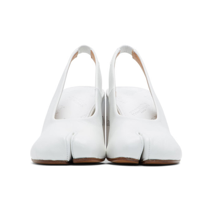 Maison Margiela White Hologram Tabi Slingback Heels Maison