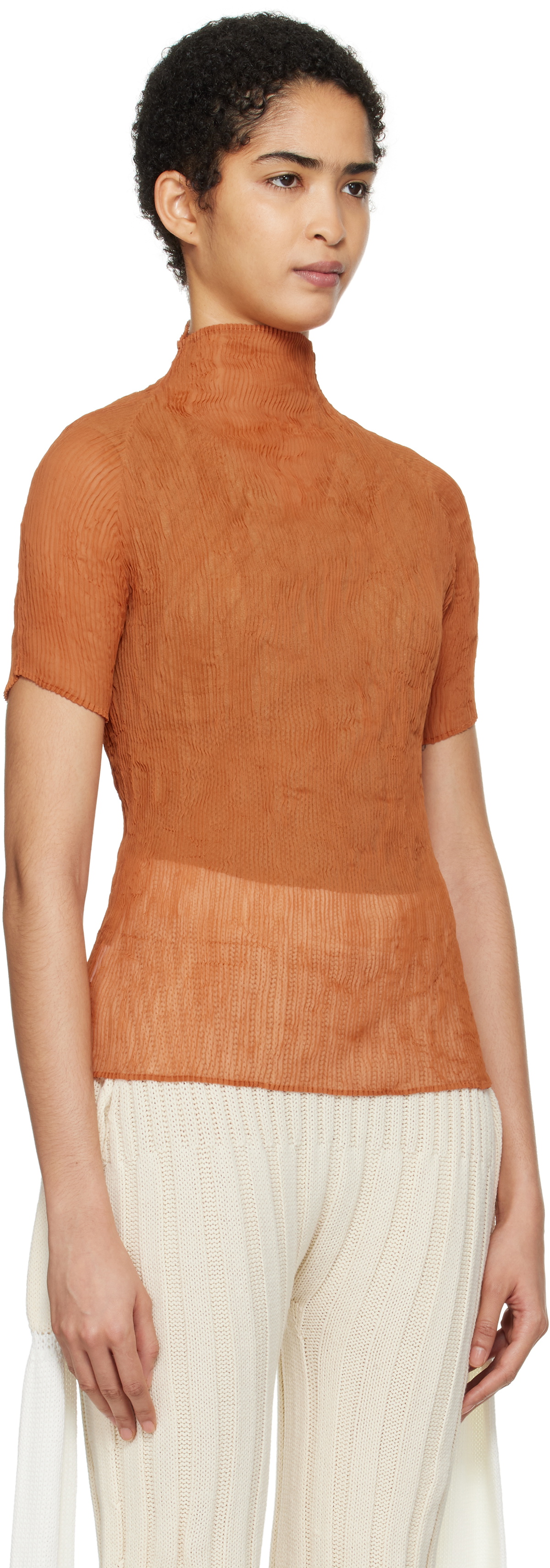 ISSEY MIYAKE Orange Chiffon Twist 3 T-shirt