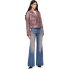 Diesel Pink Treated Leather Biker Jacket