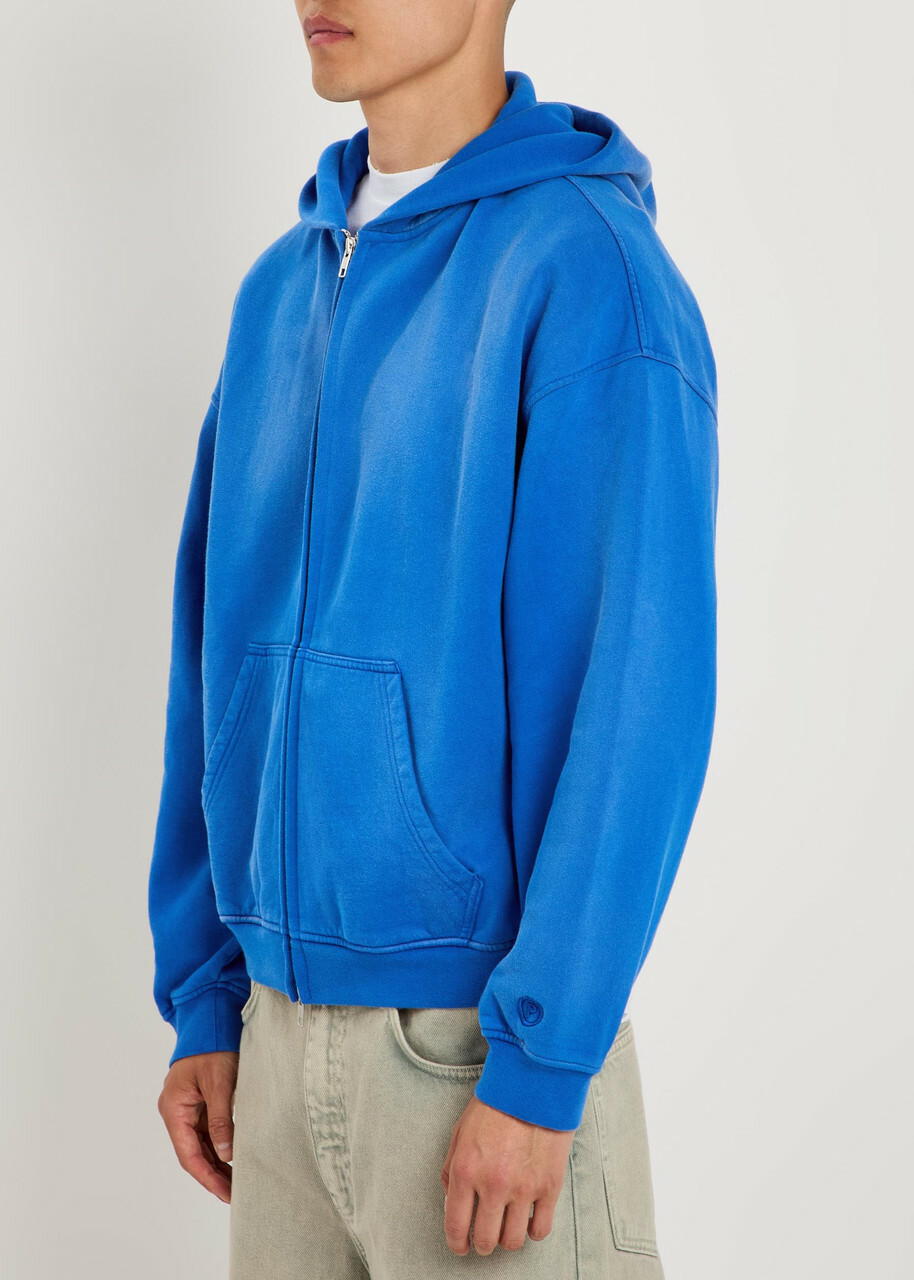 Picante Everyday Hooded Zip-up Cotton Sweatshirt Royal Blue