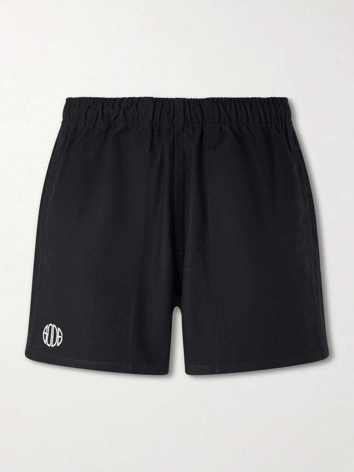 BODE - Field Straight-Leg Logo-Embroidered Cotton-Twill Shorts - Black