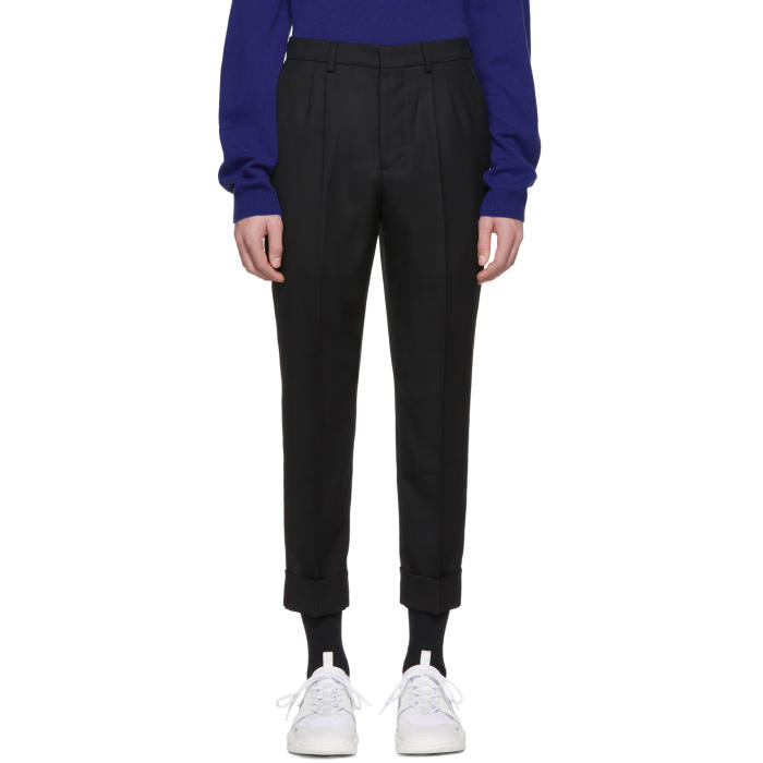 Photo: AMI Alexandre Mattiussi Black Wool Carrot Fit Trousers