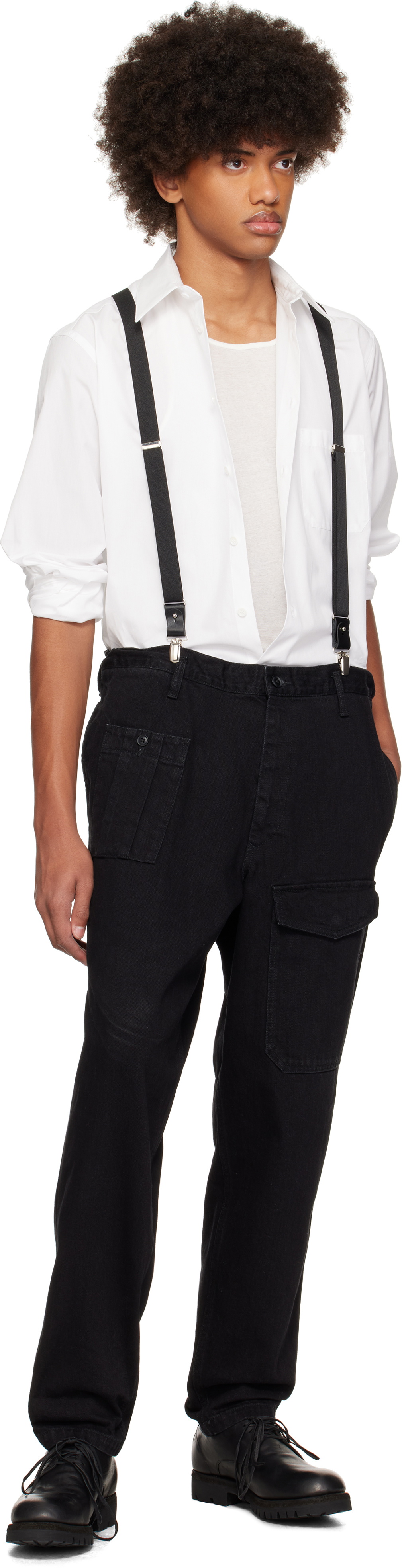 YOHJI YAMAMOTO Black Scandal BK Denim No Tuck Cargo Pants
