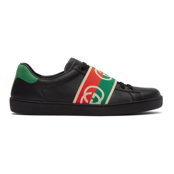 Photo: Gucci Black Elastic Ace Sneakers