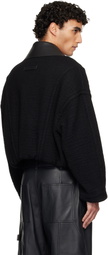 Jean Paul Gaultier Black Heavy Wool Bomber Jacket