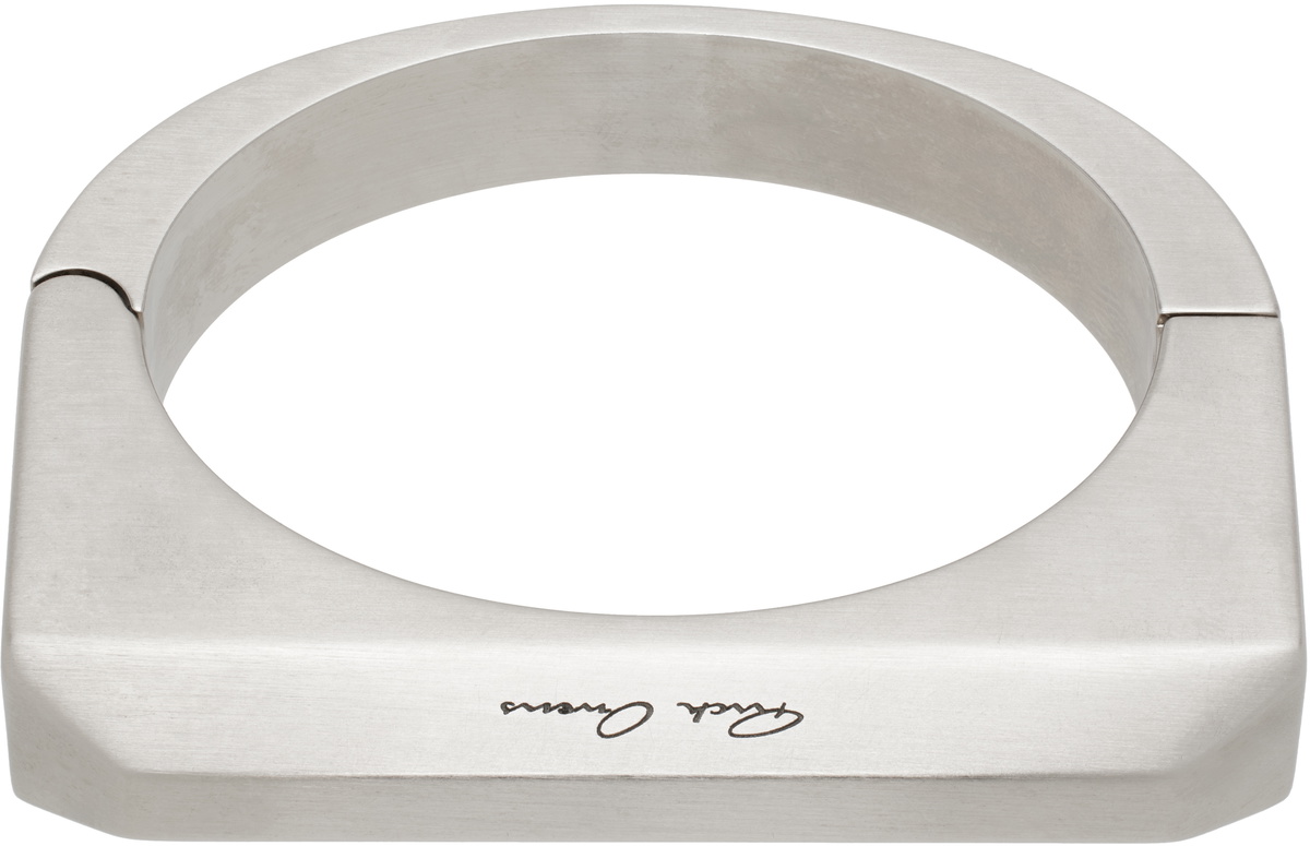 Rick Owens Silver Beveled Bangle Bracelet