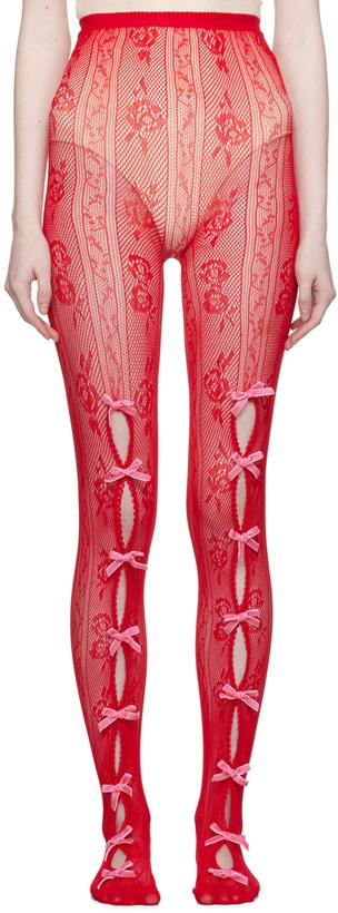 Photo: Nodress SSENSE Exclusive Red Bowknot Fishnet Tights