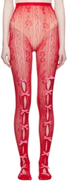 Nodress SSENSE Exclusive Red Bowknot Fishnet Tights