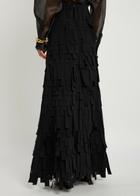 A.W.A.K.E Mode Laser-cut Crepe Maxi Skirt Black