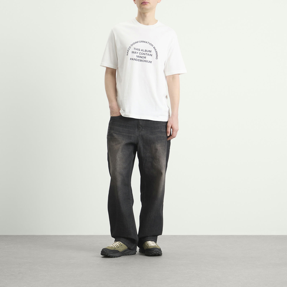 ACMH by Magic Castles Men's Naked Disinformation T-Shirt in Off White